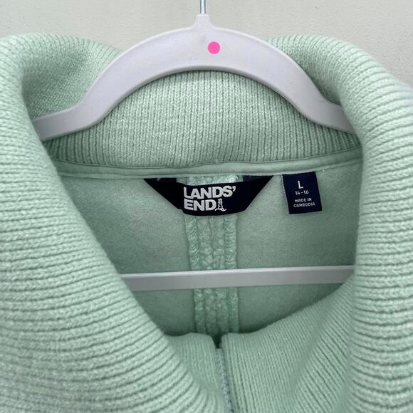 Land’s End Mint Green Cozy Boucle Fleece Pullover - Picture 5 of 7